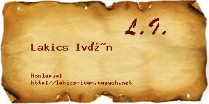 Lakics Iván névjegykártya